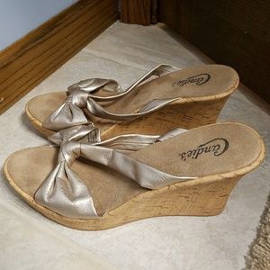 Candie's Golden/Nude Wedge Sandle - Size 10